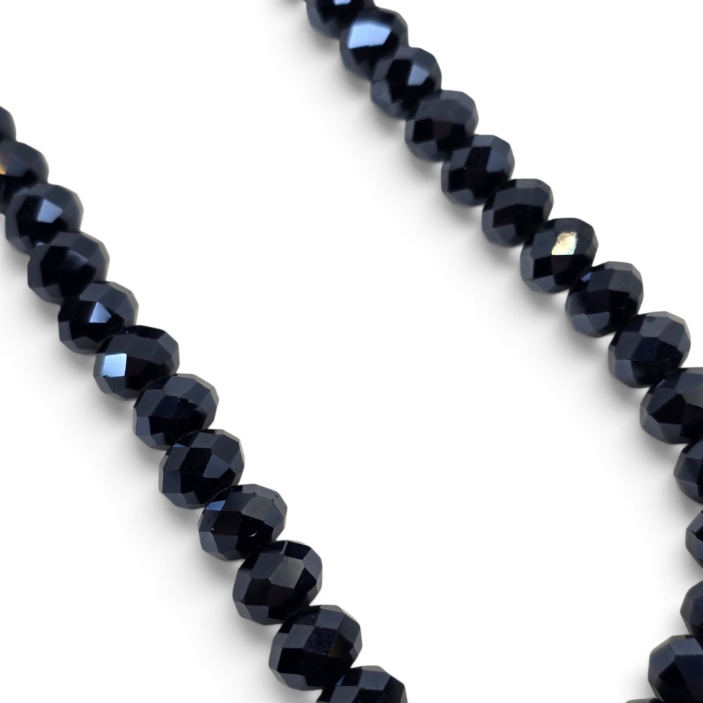 Navy Blue Faceted Bead Necklace Graduated Statement Jewelry Magnetic Clasp - Picture 7 of 12